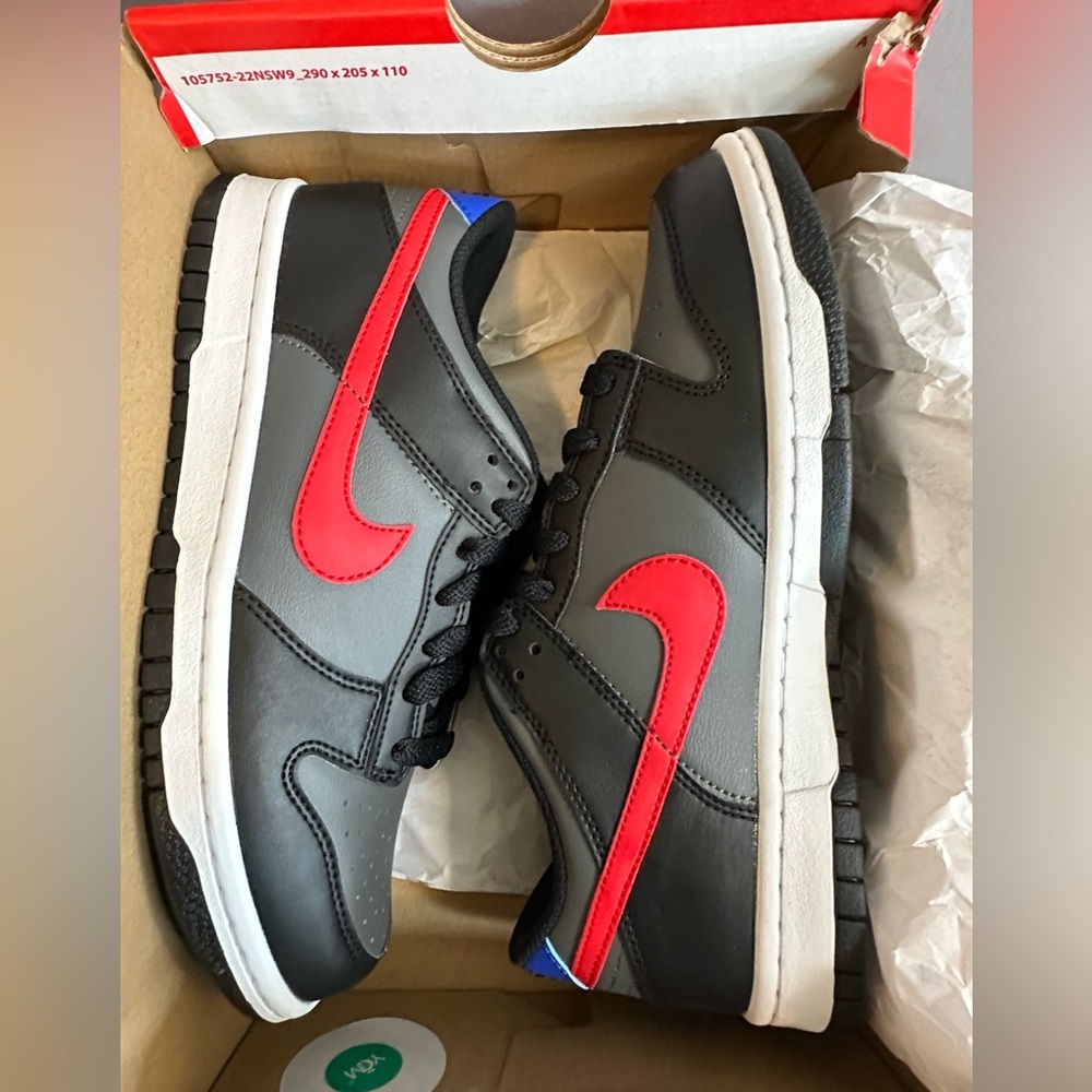 New - Nike Dunk Low GS ‘Black Red Blue’ Size 6.5Y - FV0373001